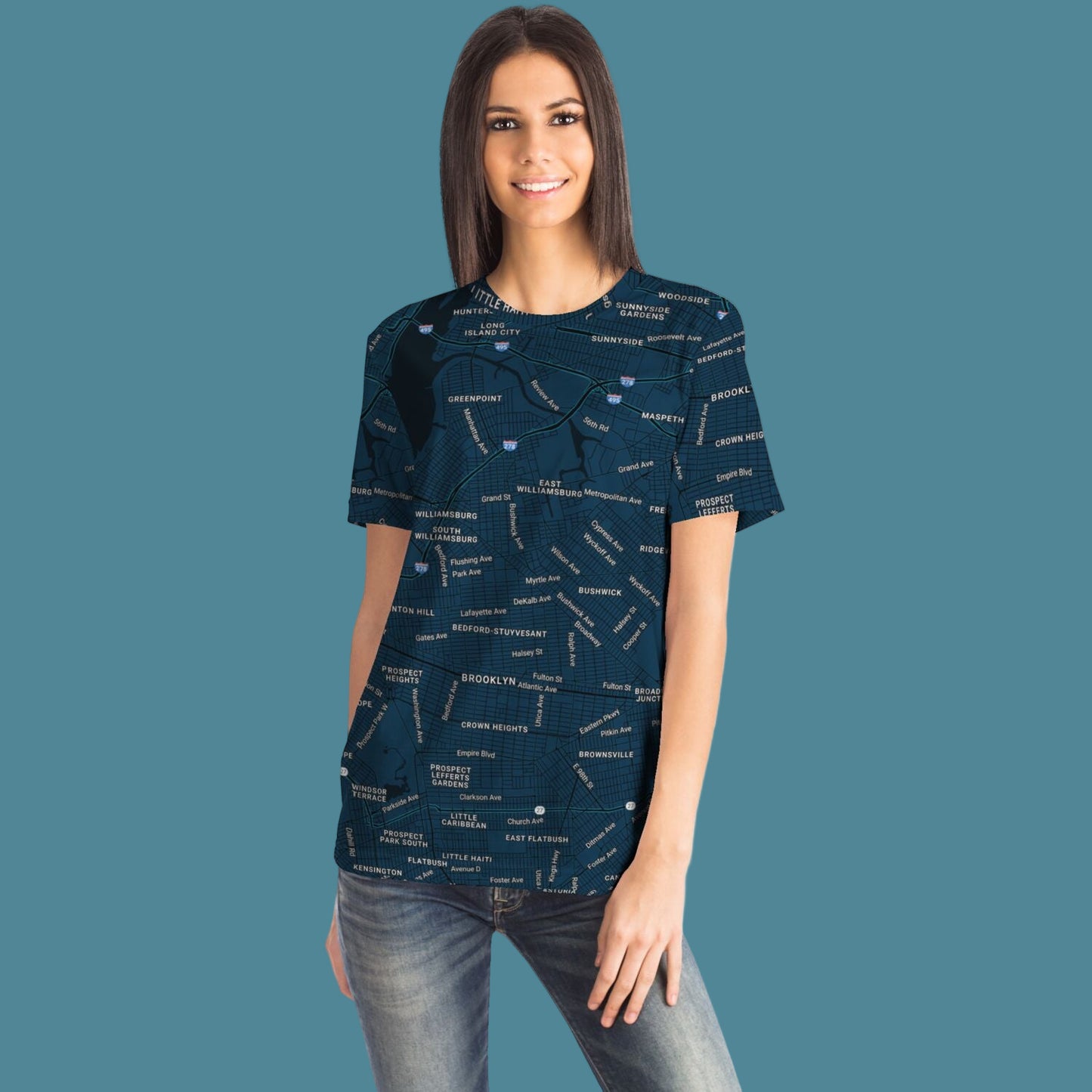 New York City Map T-Shirt | All Over Print NYC Map Tee