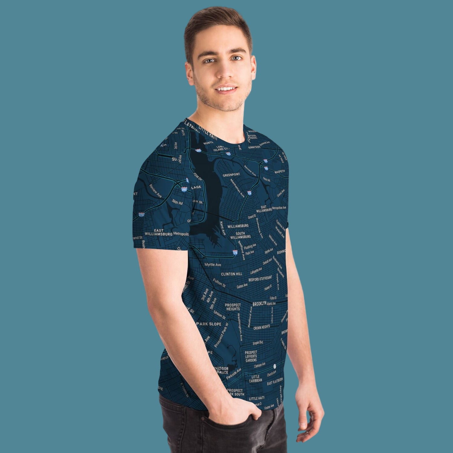 New York City Map T-Shirt | All Over Print NYC Map Tee