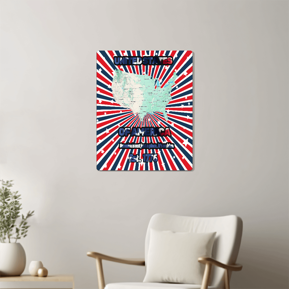 USA Map Wall Art – Patriotic America Map Print for Home & Office Décor