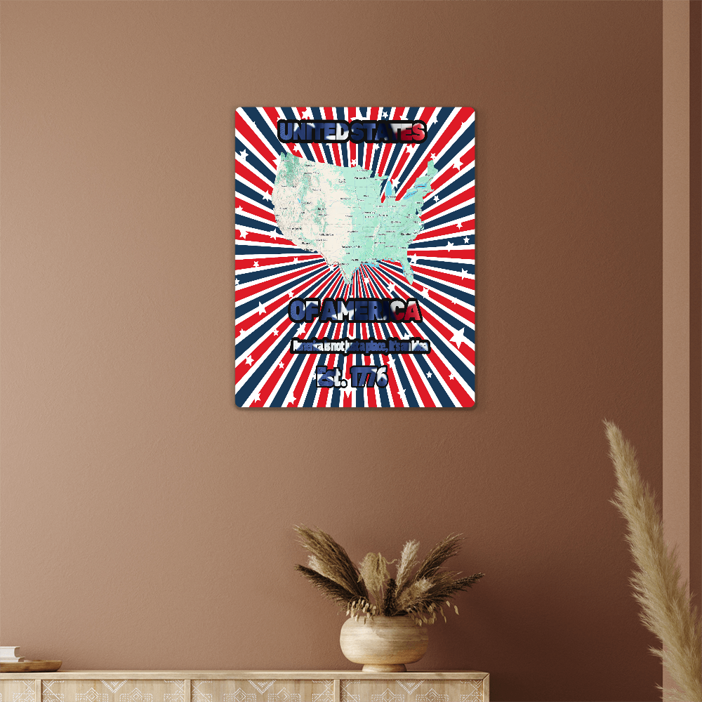 USA Map Wall Art – Patriotic America Map Print for Home & Office Décor