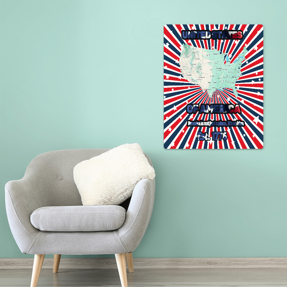 USA Map Wall Art – Patriotic America Map Print for Home & Office Décor