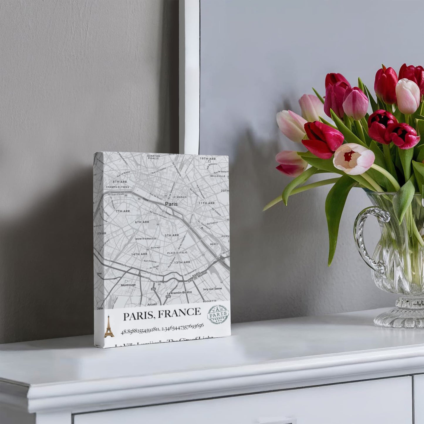 Paris, France Map Wall Art – Elegant City of Light Poster with Coordinates & Street Details
