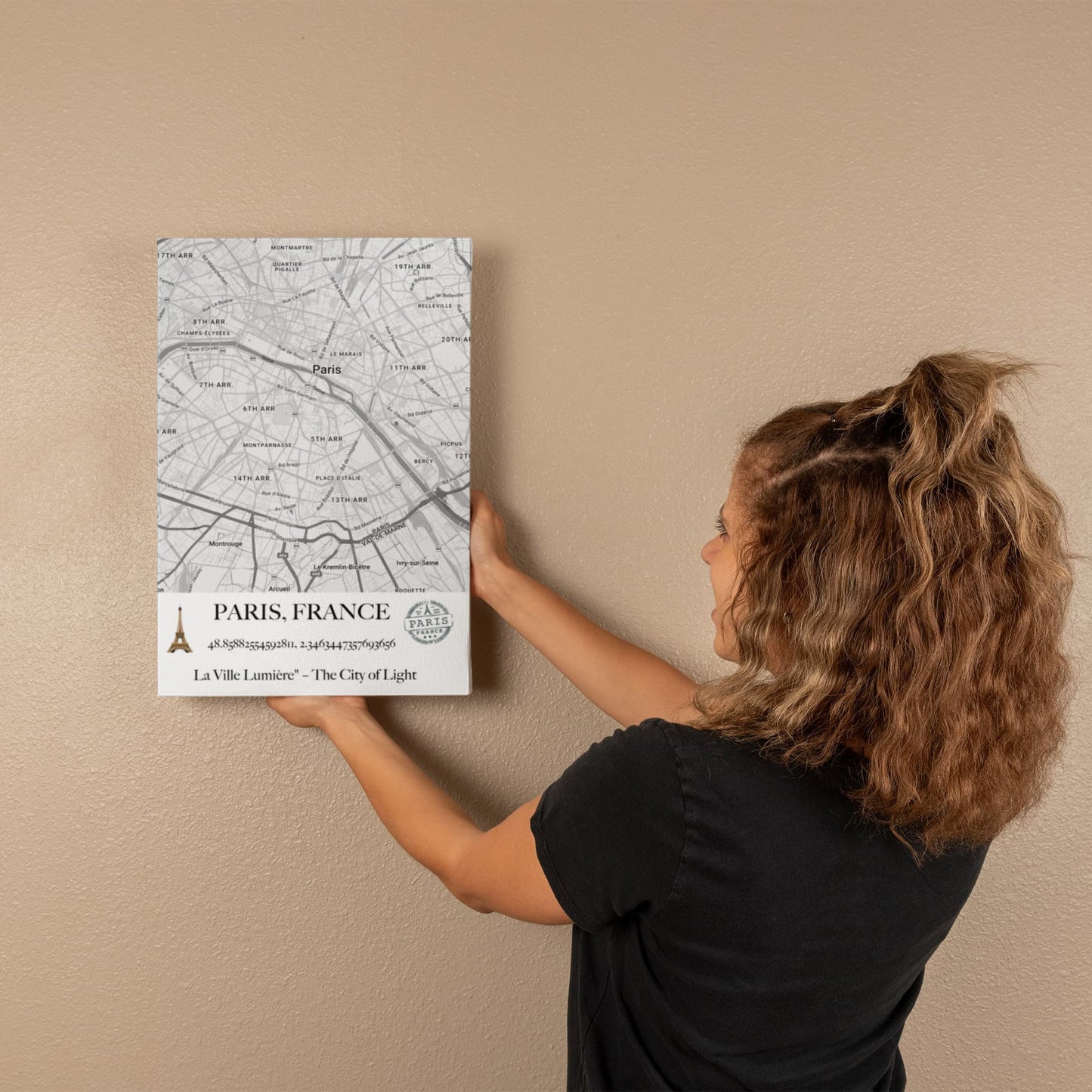 Paris, France Map Wall Art – Elegant City of Light Poster with Coordinates & Street Details
