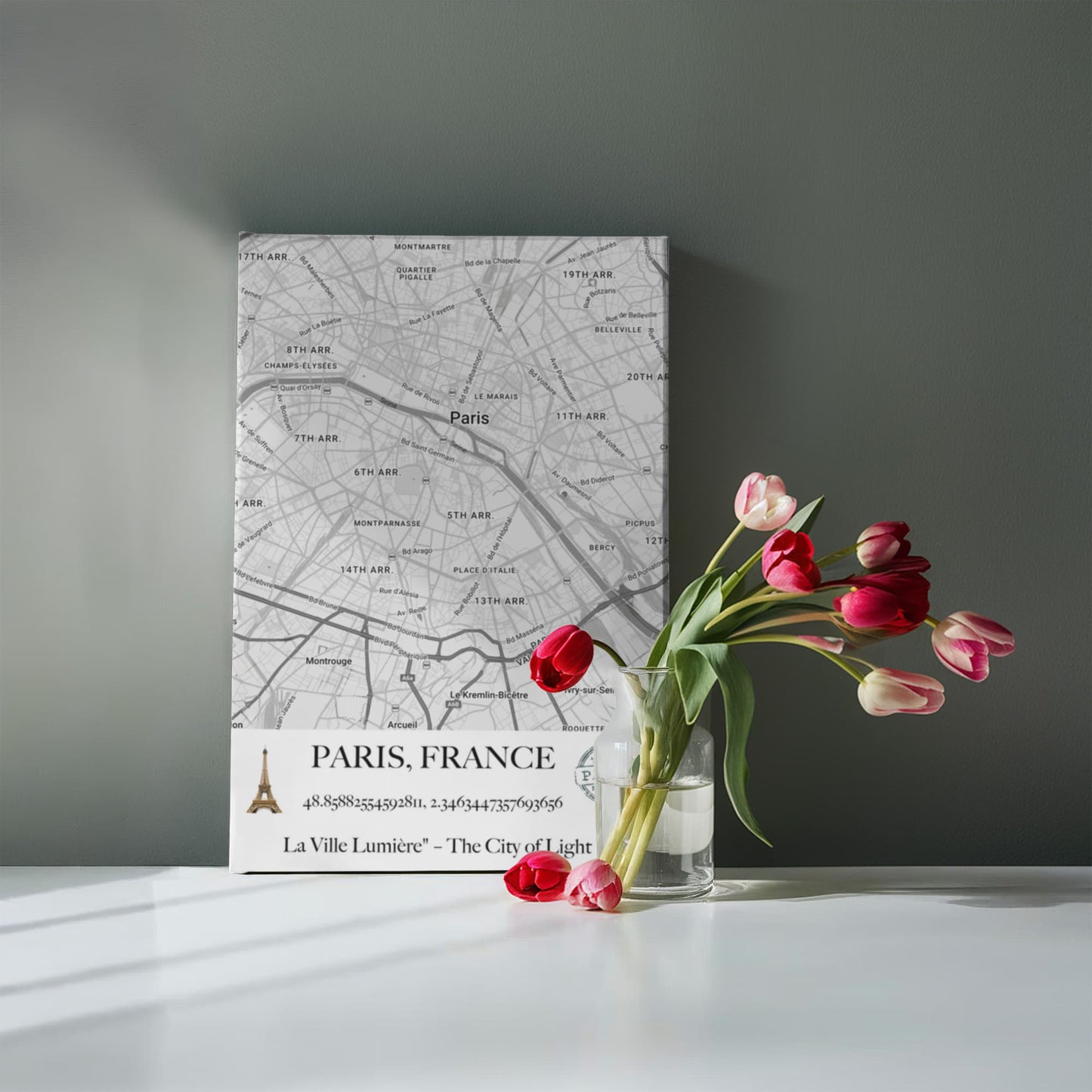 Paris, France Map Wall Art – Elegant City of Light Poster with Coordinates & Street Details
