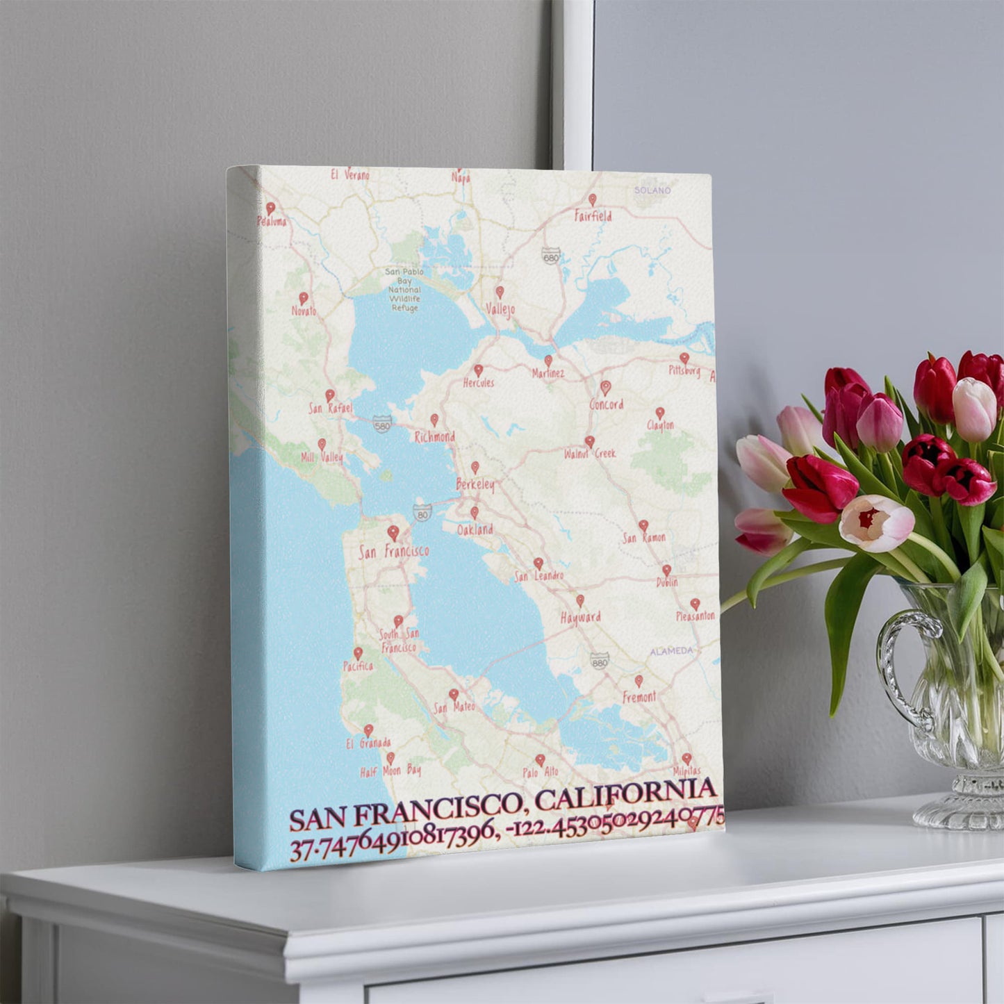 San Francisco Map Wall Art – Colored Pencil Style City Map Print