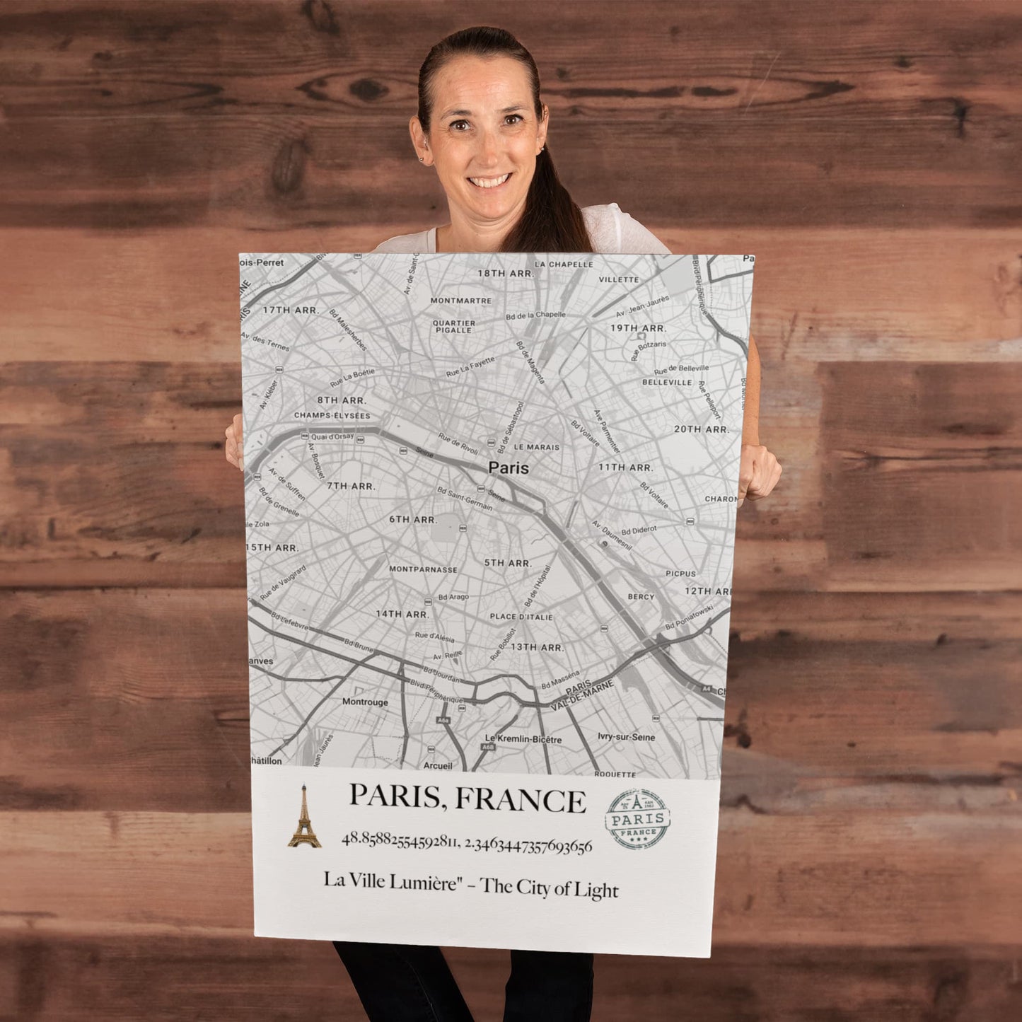 Paris, France Map Wall Art – Elegant City of Light Poster with Coordinates & Street Details