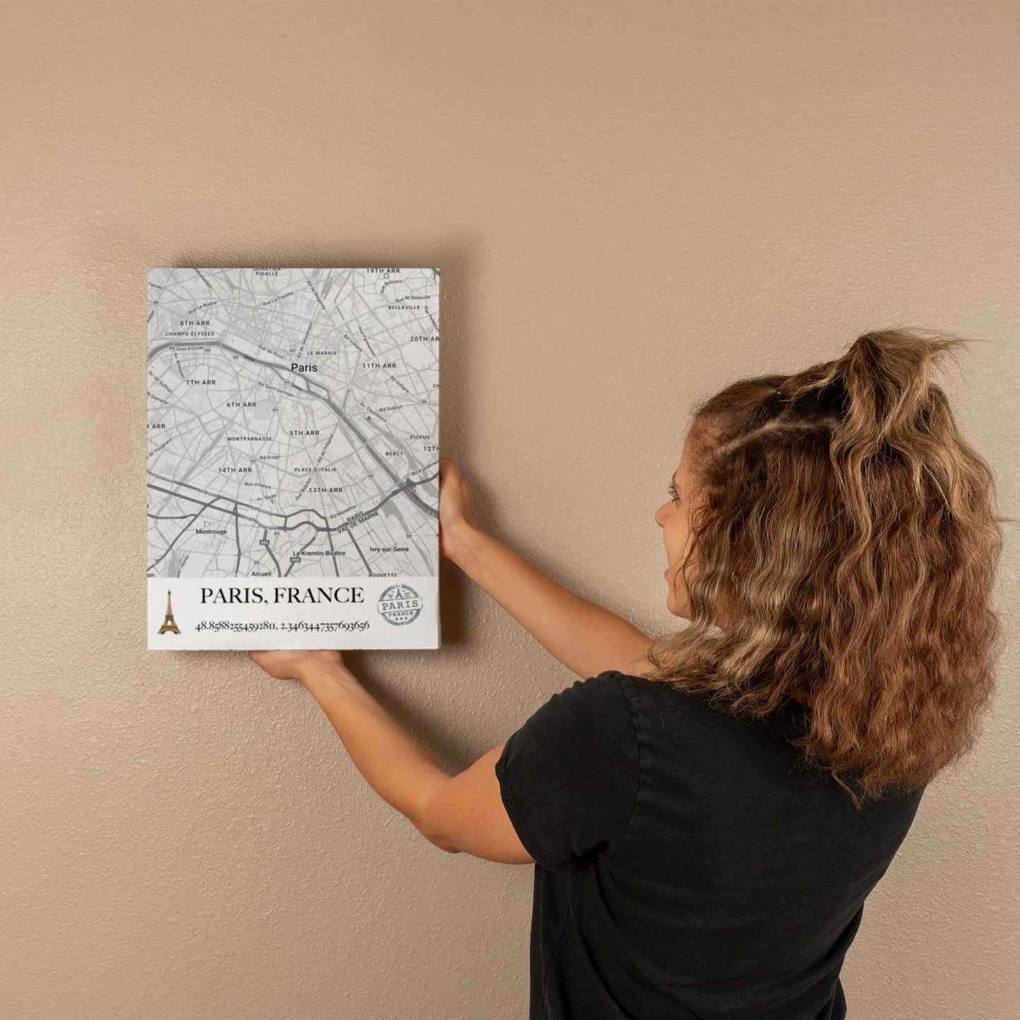Paris, France Map Wall Art – Elegant City of Light Poster with Coordinates & Street Details