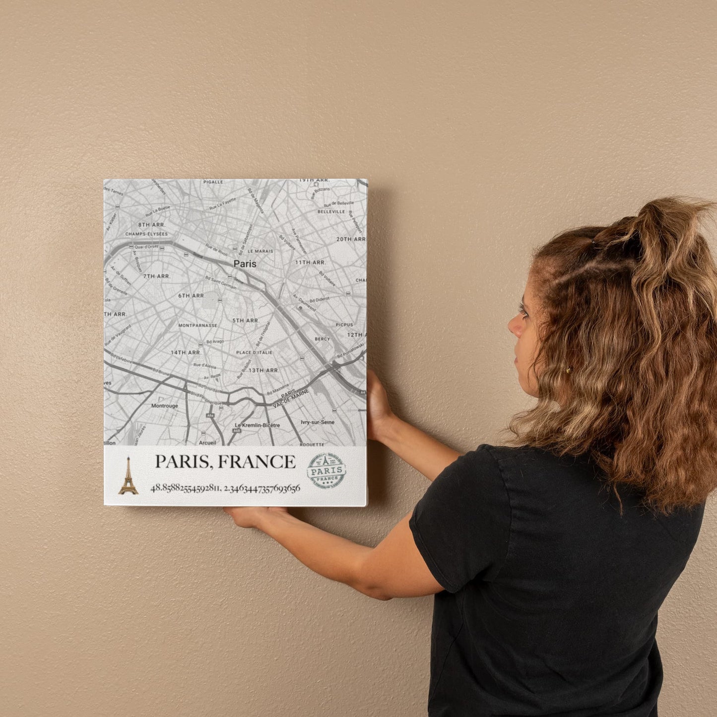 Paris, France Map Wall Art – Elegant City of Light Poster with Coordinates & Street Details