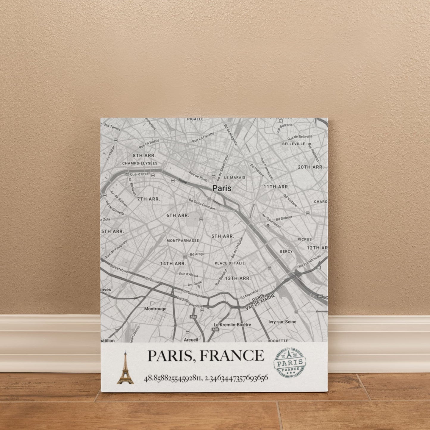 Paris, France Map Wall Art – Elegant City of Light Poster with Coordinates & Street Details