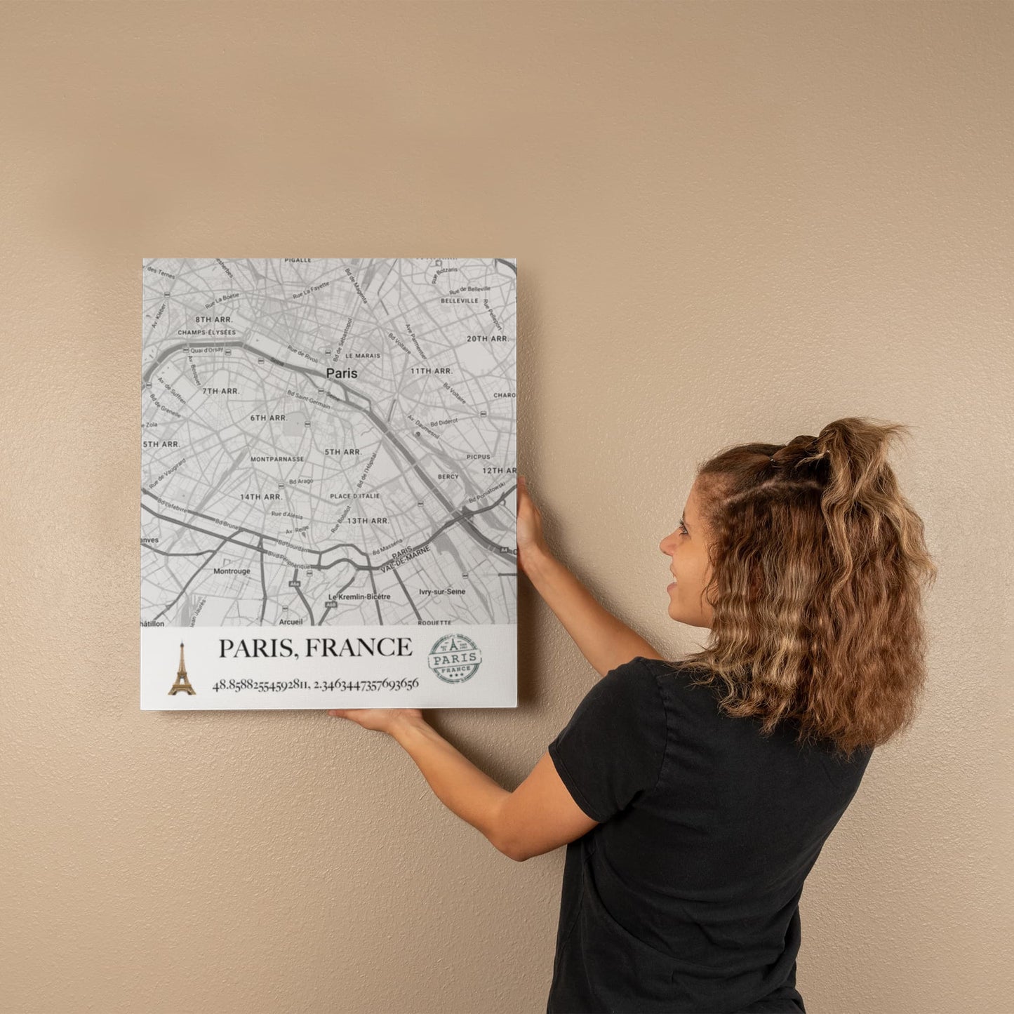 Paris, France Map Wall Art – Elegant City of Light Poster with Coordinates & Street Details