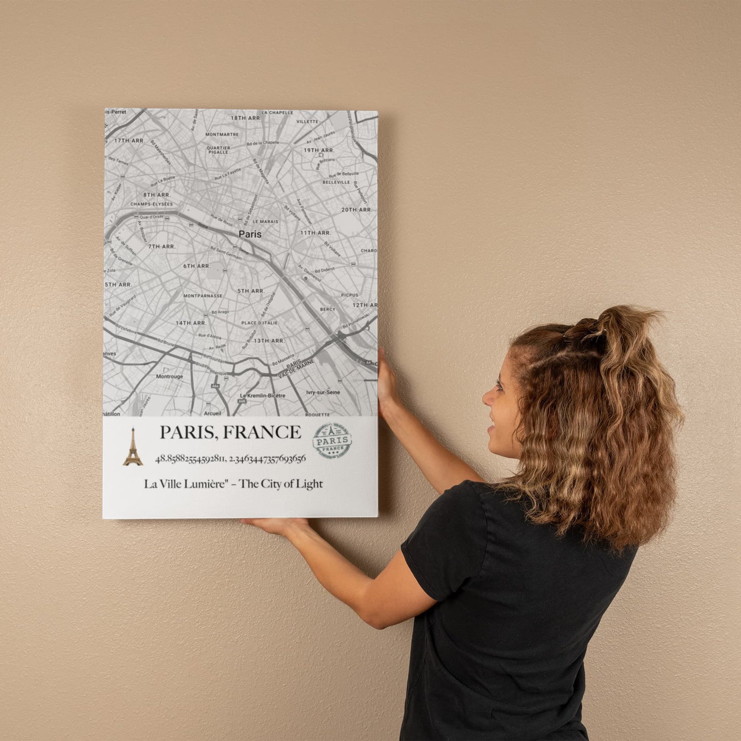 Paris, France Map Wall Art – Elegant City of Light Poster with Coordinates & Street Details