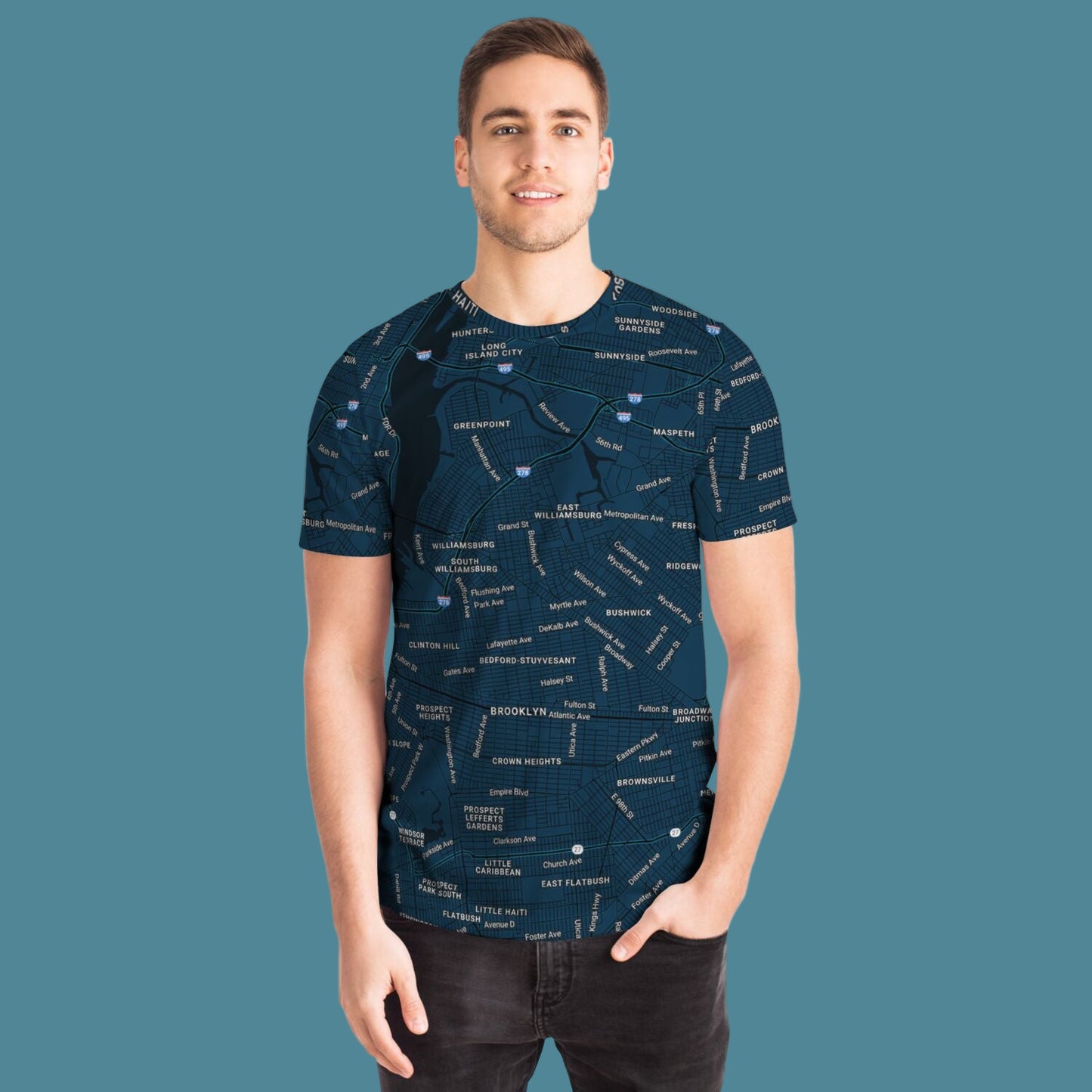 New York City Map T-Shirt | All Over Print NYC Map Tee