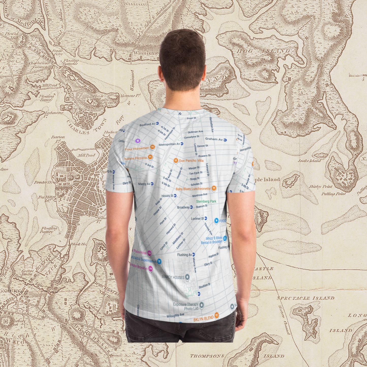 All Over Print Brooklyn NY Map T-Shirt – City Streetwear Style