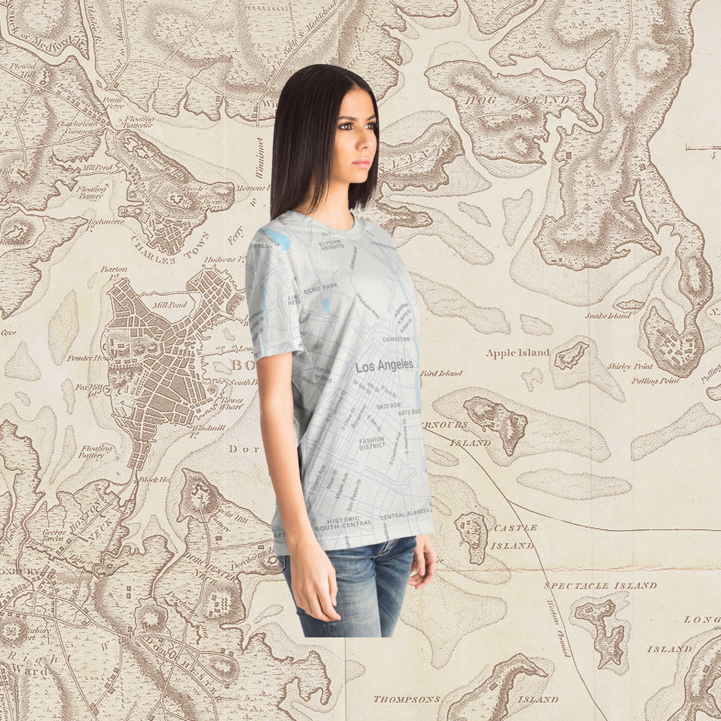 All Over Print Los Angeles Map T-Shirt – City Street Style Tee