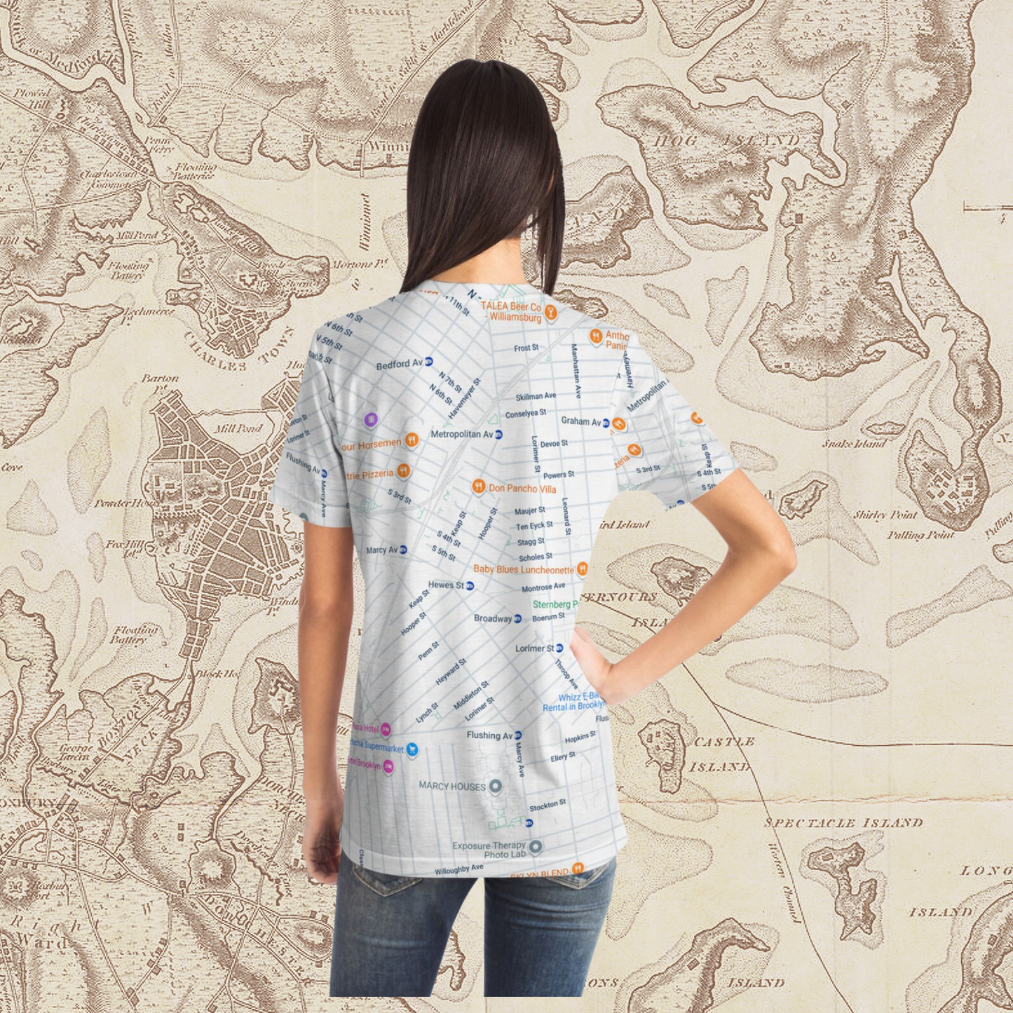 All Over Print Brooklyn NY Map T-Shirt – City Streetwear Style