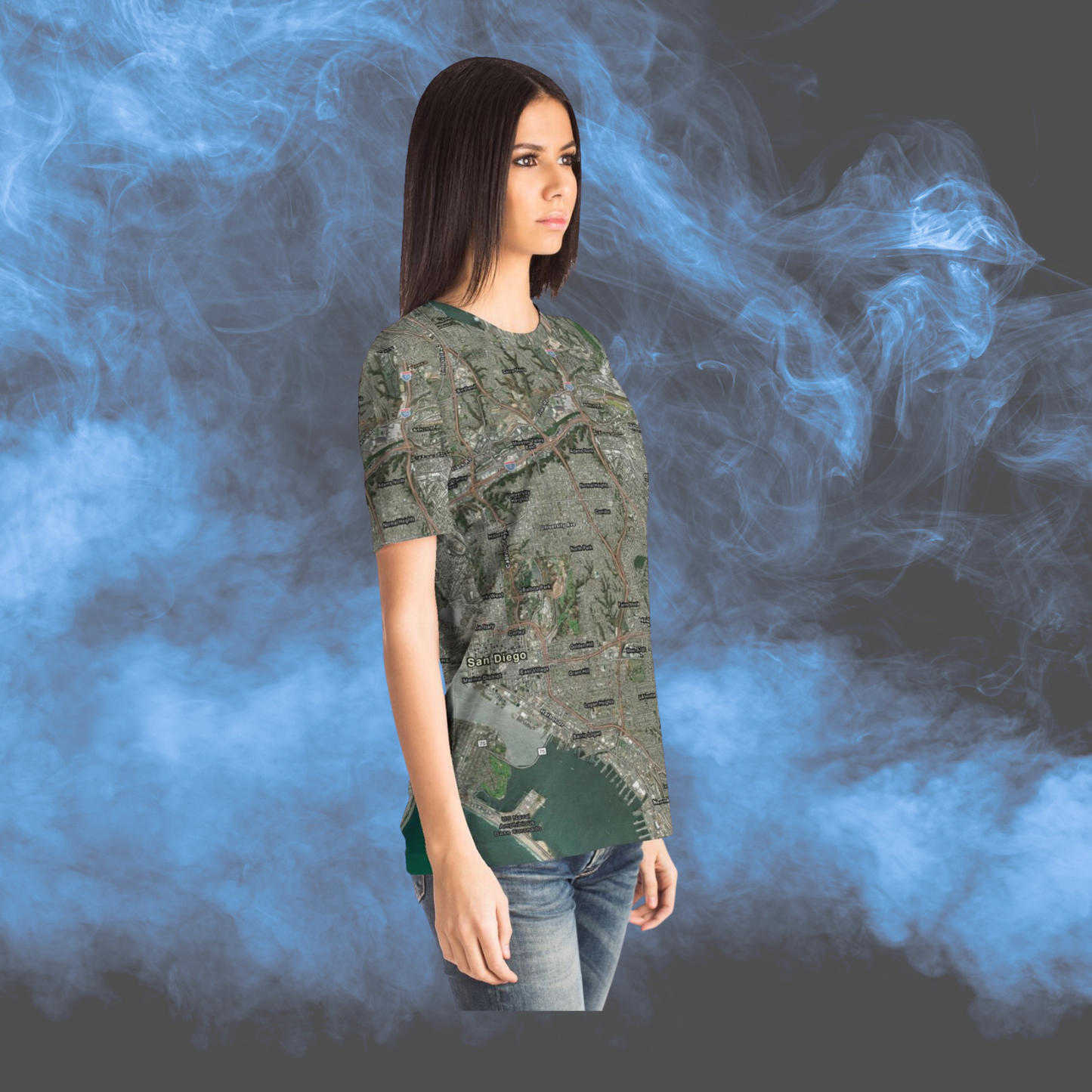 San Diego Satellite Map T-Shirt | All Over Print City Map Tee