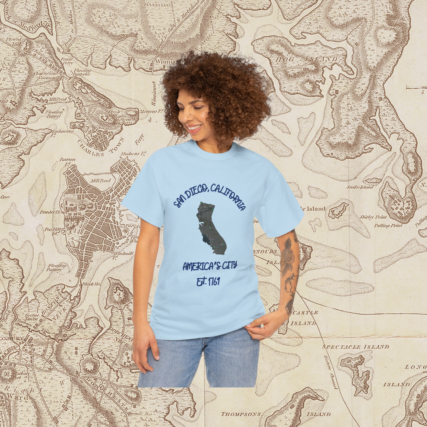 San Diego California Map Tee