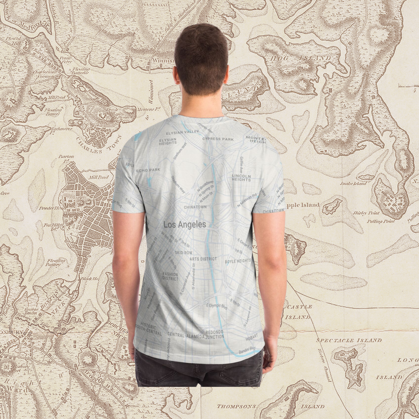 All Over Print Los Angeles Map T-Shirt – City Street Style Tee