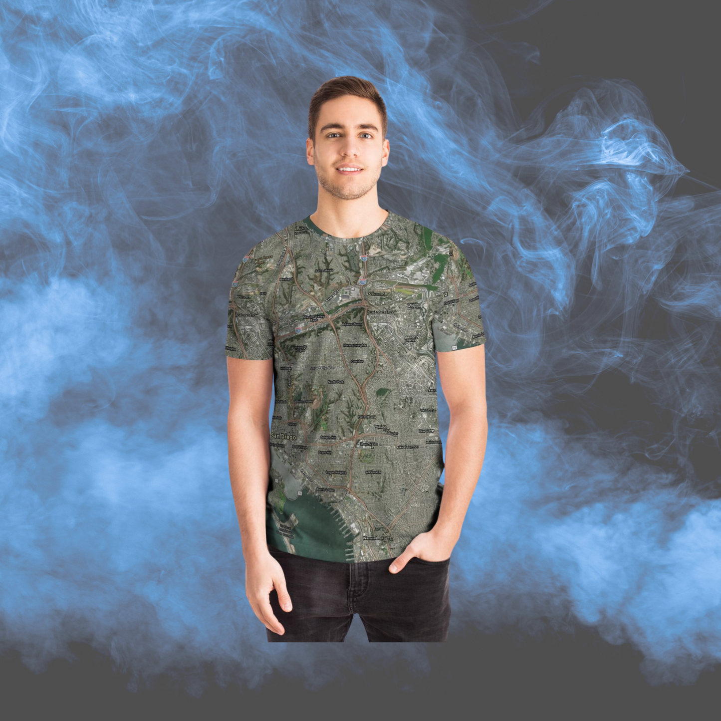 San Diego Satellite Map T-Shirt | All Over Print City Map Tee