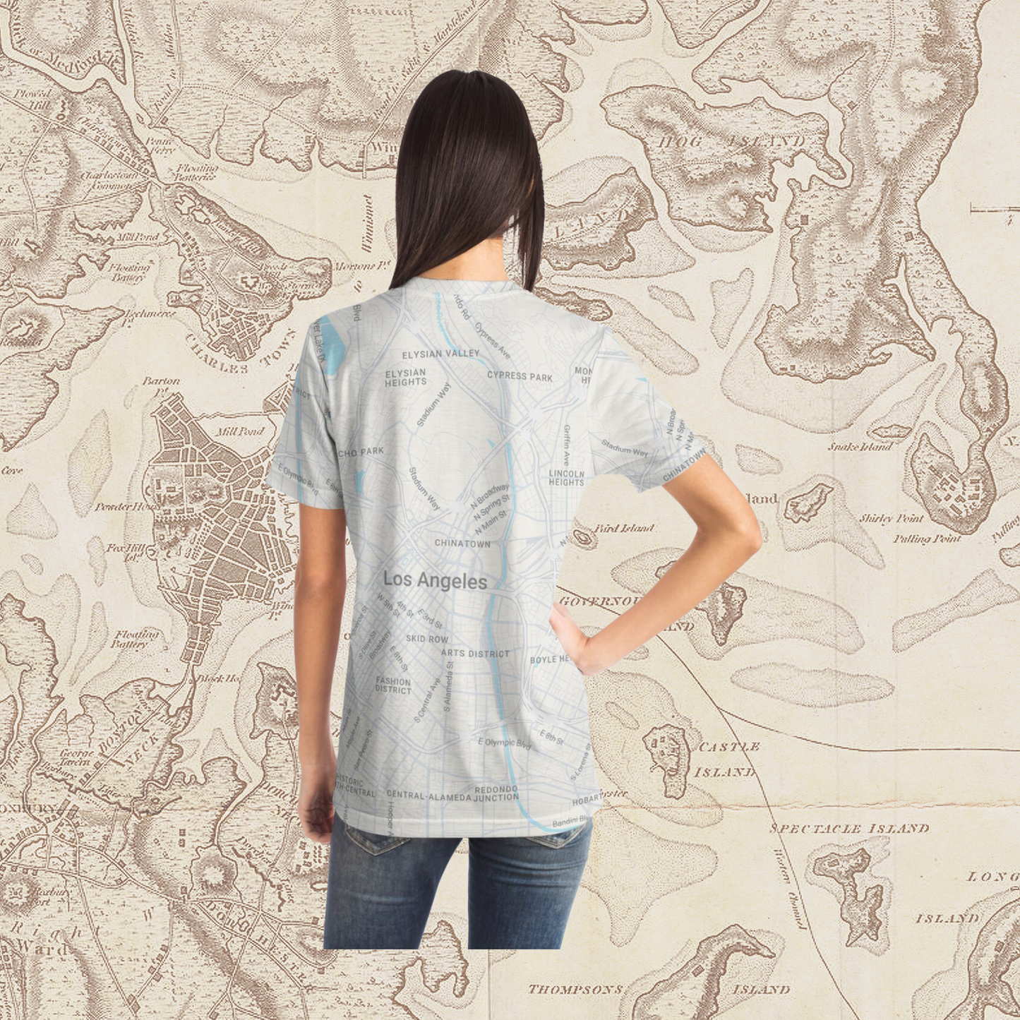 All Over Print Los Angeles Map T-Shirt – City Street Style Tee