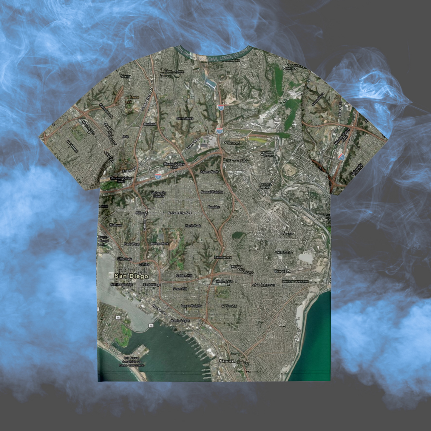 San Diego Satellite Map T-Shirt | All Over Print City Map Tee