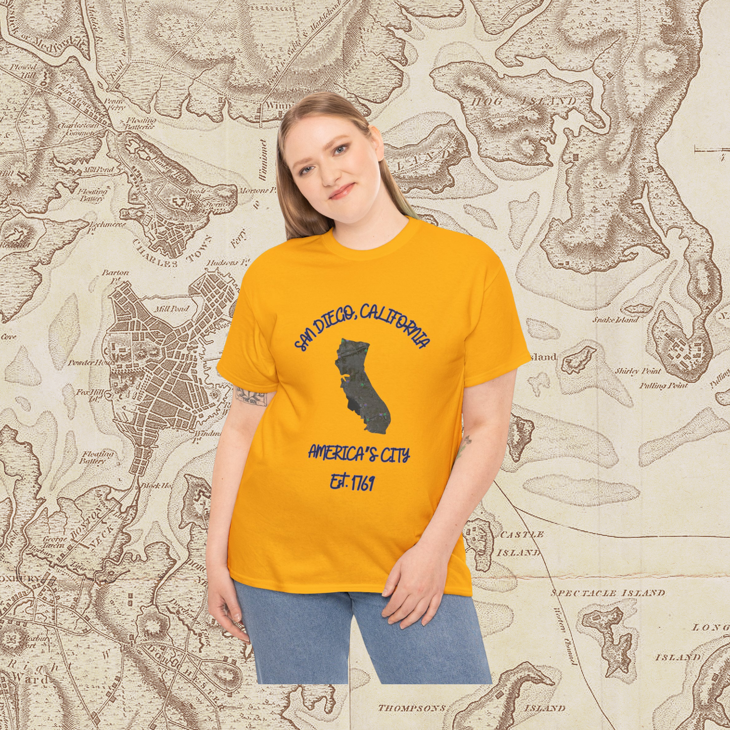 San Diego California Map Tee