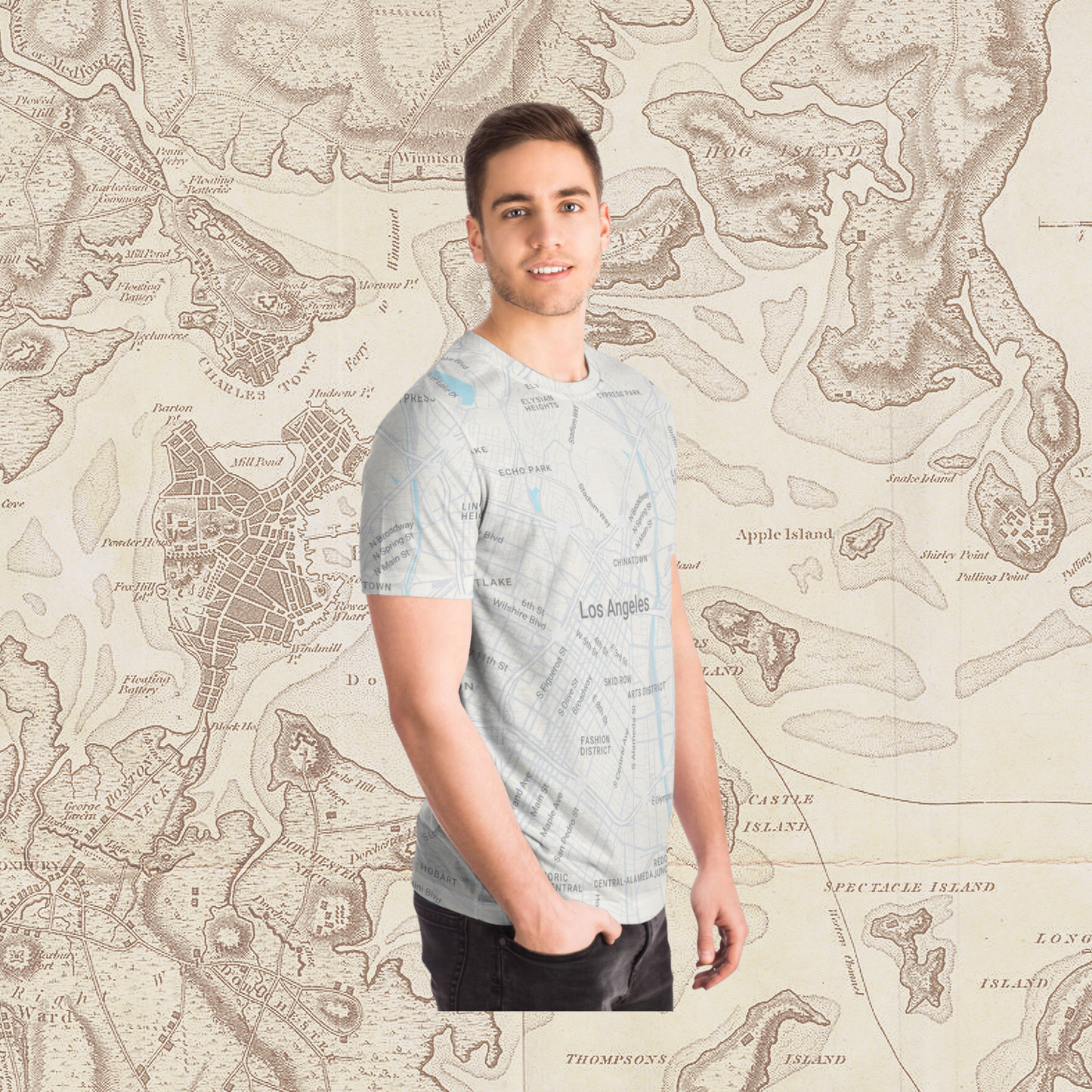 All Over Print Los Angeles Map T-Shirt – City Street Style Tee