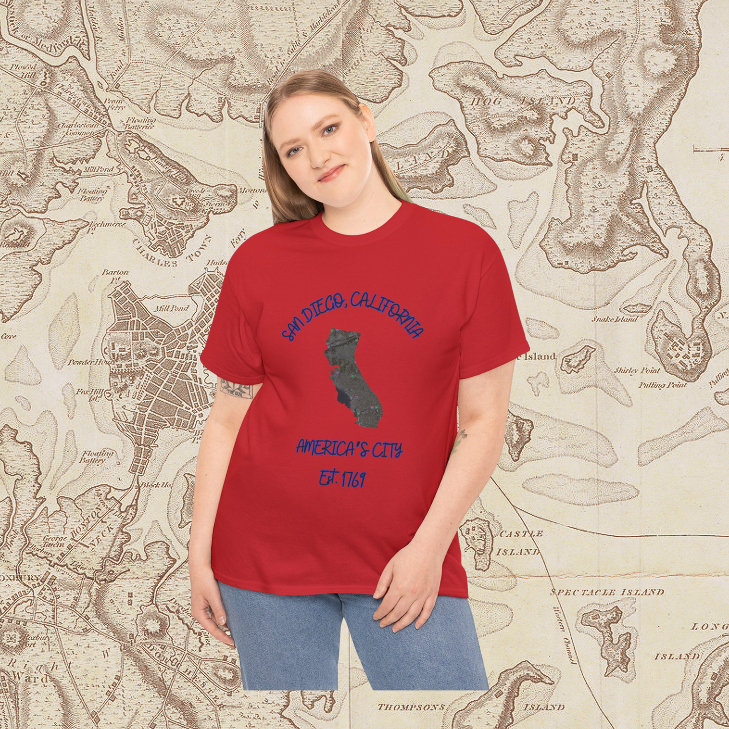 San Diego California Map Tee
