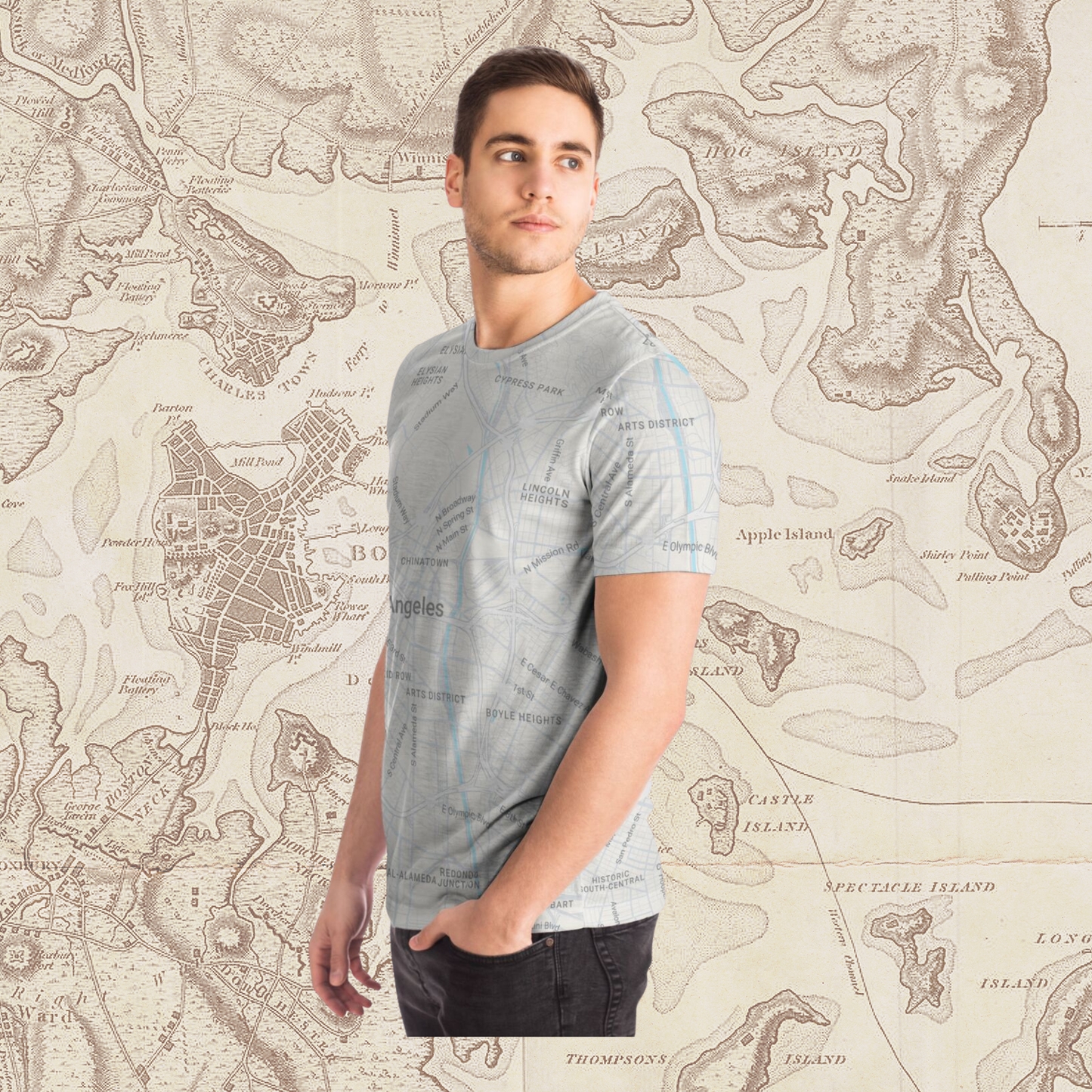 All Over Print Los Angeles Map T-Shirt – City Street Style Tee