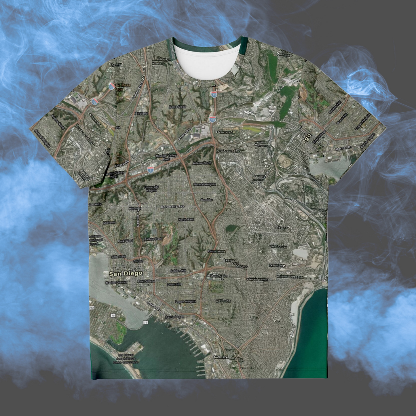 San Diego Satellite Map T-Shirt | All Over Print City Map Tee