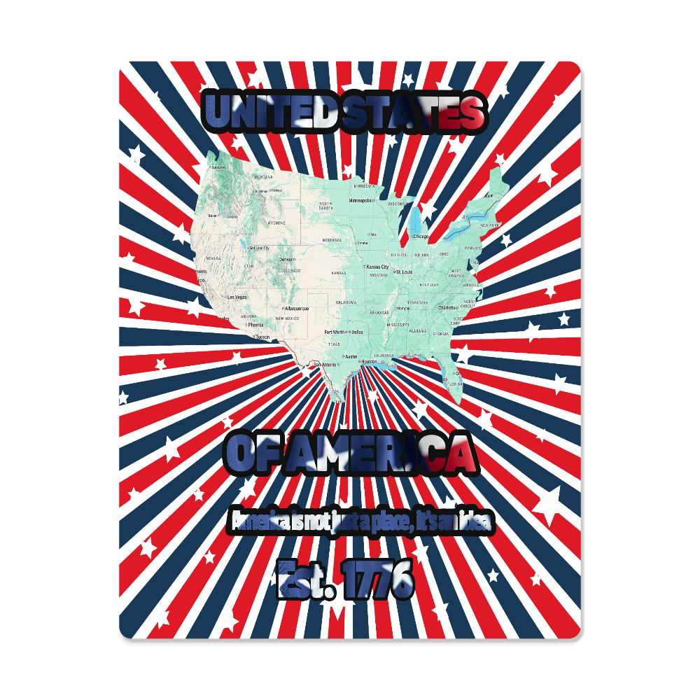USA Map Wall Art – Patriotic America Map Print for Home & Office Décor