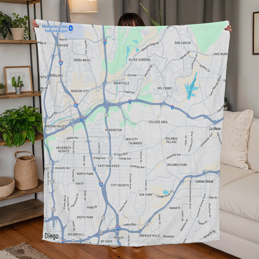 Personalized City Map Blanket – Custom Map of Your Choice