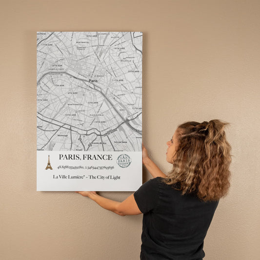 Paris, France Map Wall Art – Elegant City of Light Poster with Coordinates & Street Details